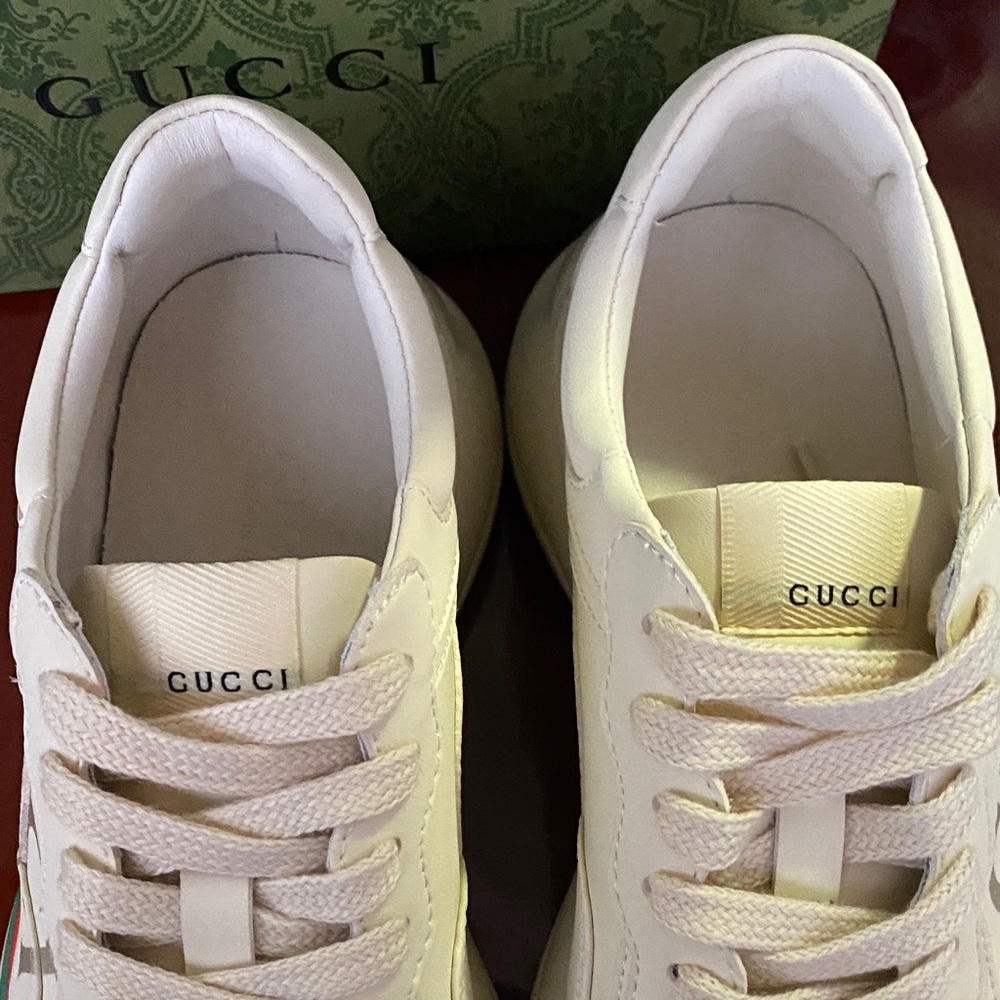 Women's Gucci White Leather Logo Print Web Stripe Chunky Sneakers✨✨ - Picture 5 of 5